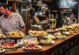 Spain basque country view of a bar with traditional pinchos in san sebastian basque country