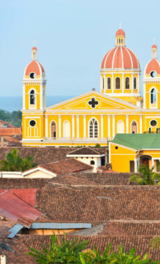 Nicaragua granada granada cathedral and lake nicaragua on the background nicaragua
