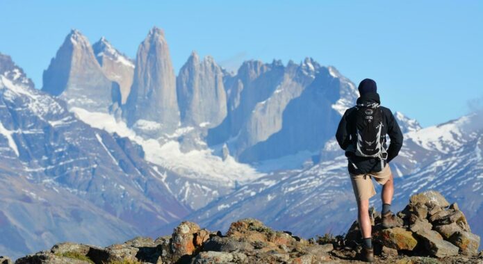 Chile patagonia torres del paine looking out from las cornisas