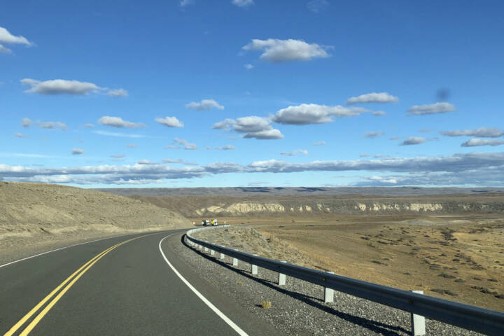 Argentina Ruta 40 South of Los Antiguos bend in road C Sally Dodge