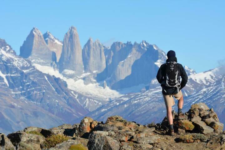 Chile patagonia torres del paine looking out from las cornisas