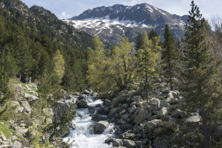 Spain catalonia pyrenees aiguestortes hikers towards negre c pura aventura